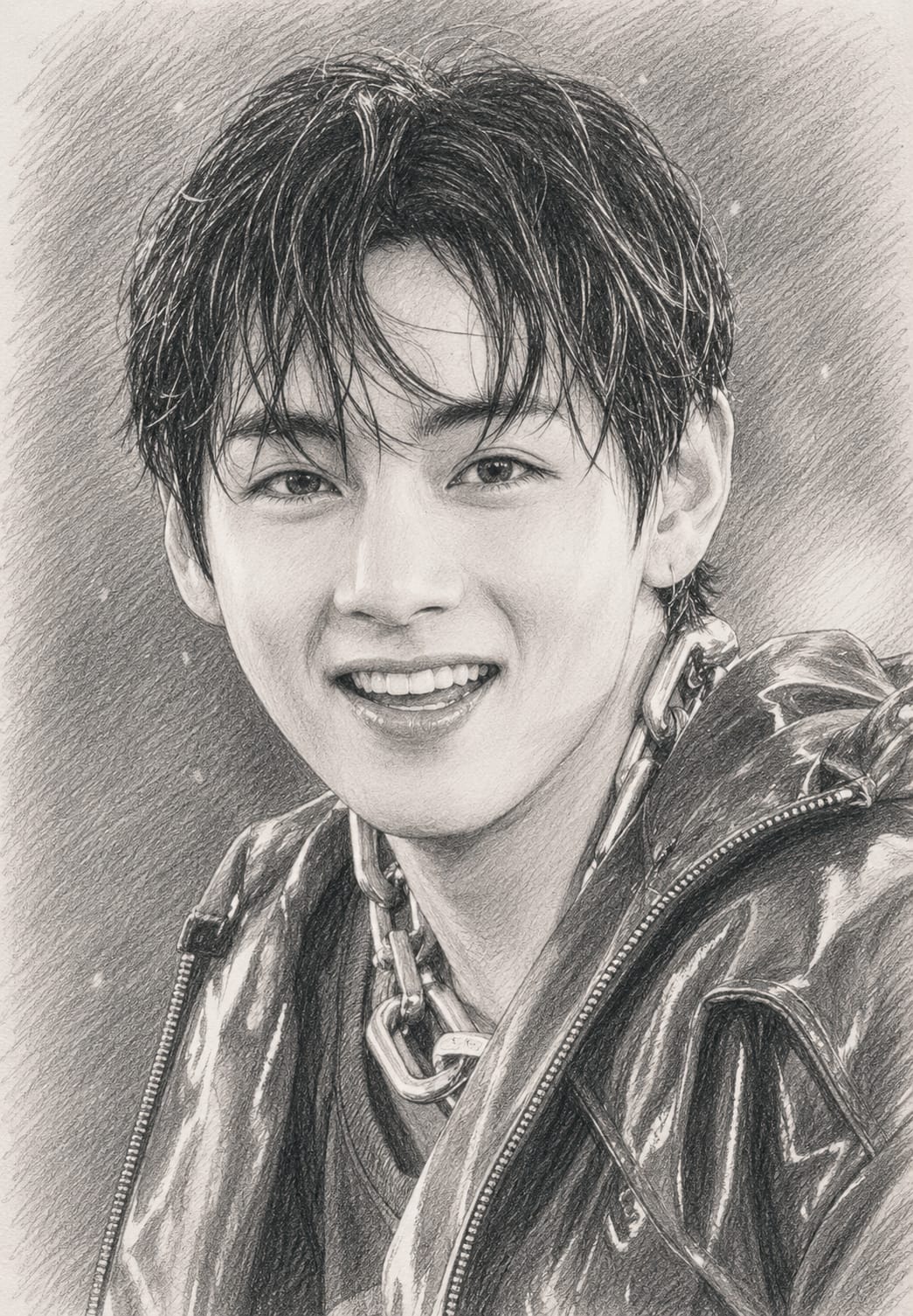 BTS Hand-Drawn Pencil Portrait Photo Frame 05 (Fan-Made)