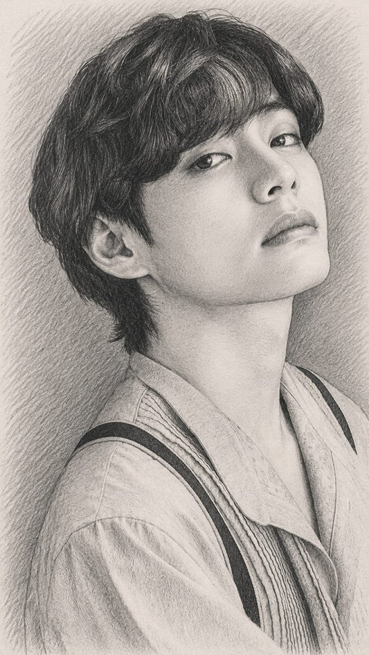 BTS Hand-Drawn Pencil Portrait Photo Frame 01 (Fan-Made)