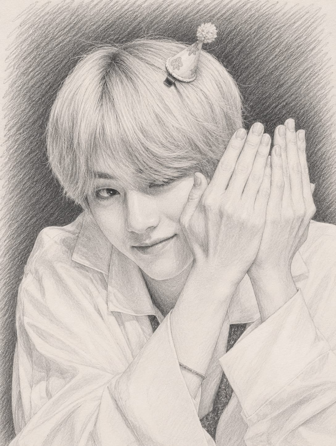 BTS Hand-Drawn Pencil Portrait Photo Frame 02 (Fan-Made)
