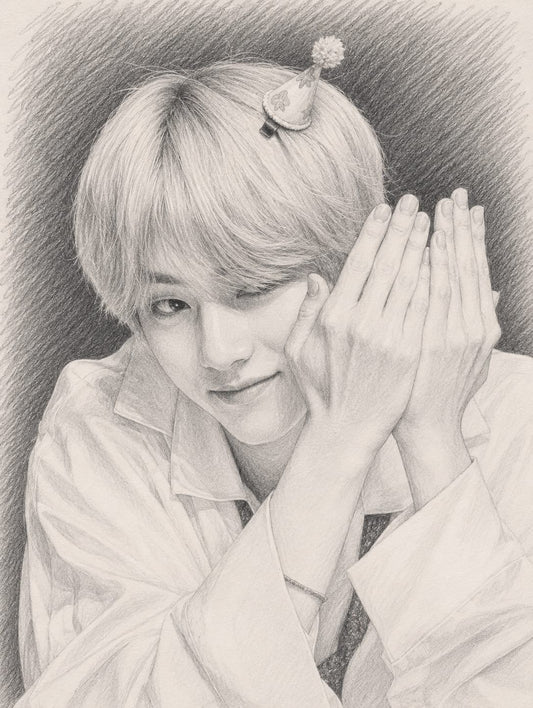 BTS Hand-Drawn Pencil Portrait Photo Frame 02 (Fan-Made)