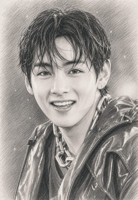 BTS Hand-Drawn Pencil Portrait Photo Frame 05 (Fan-Made)