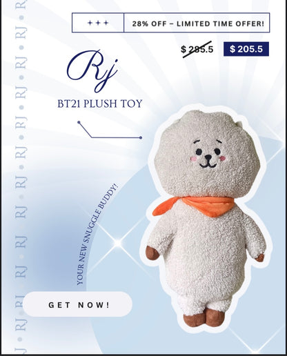 BTS Jin RJ Soft Toy – Official BT21 Plush Doll, Cute Collectible Gift for Fans