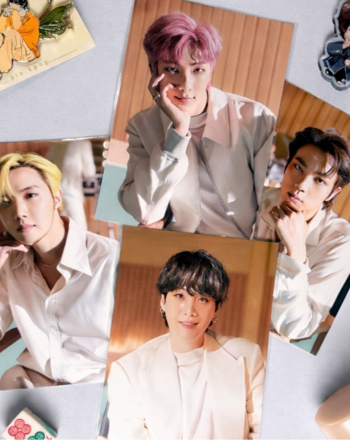 BTS Memories of 2021 postcards featuring RM Jin Suga and J-Hope