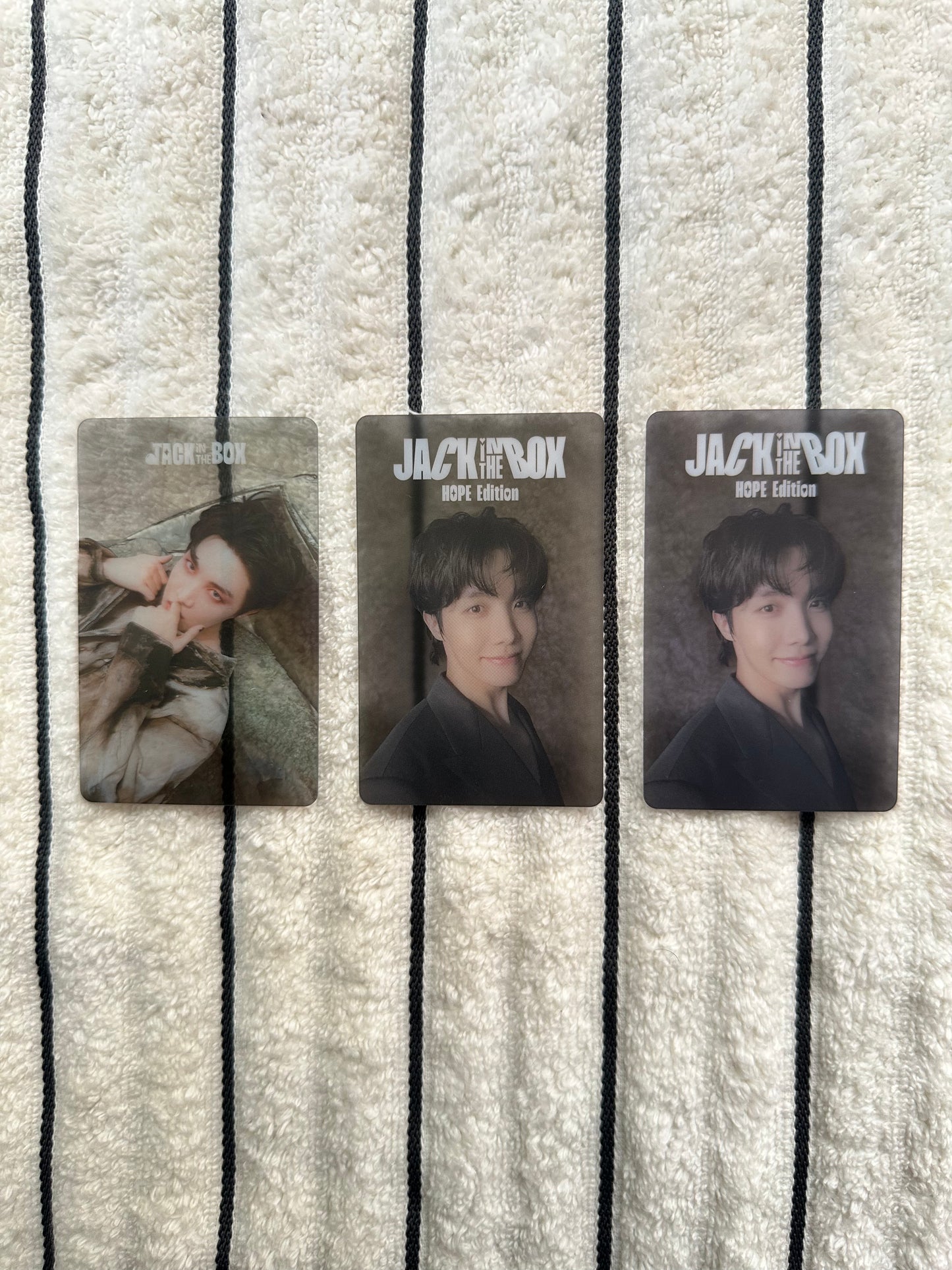 BTS J-Hope JITB Transparent Photocards Set of 3 | WVG POB Transparent PC+ 2  WVG Global POB Early Bird PVC | Pre-Owned