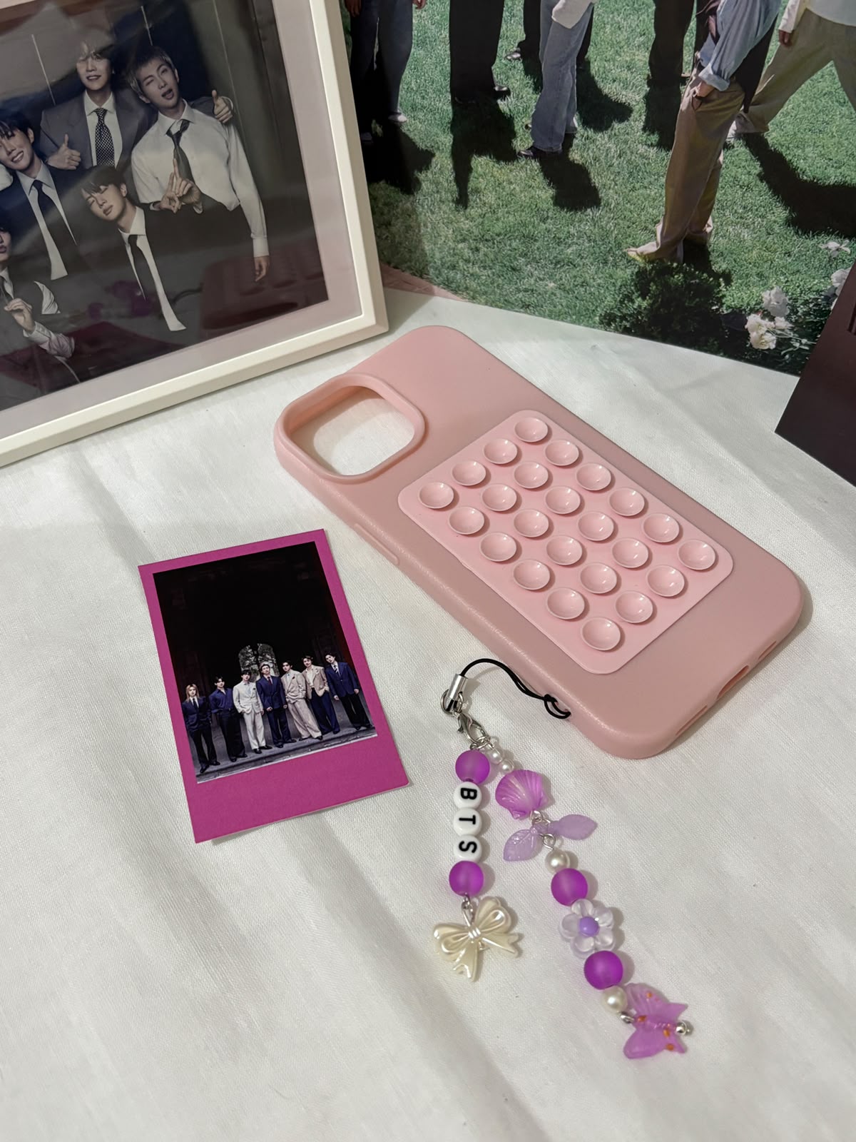 Pink Bubble BTS-Inspired Phone Case & Charm