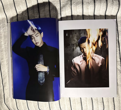 DAZED Korea October 2023 ft. RM (Kim Namjoon) — blue/purple dramatic fire editorial